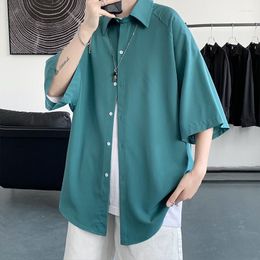 Men's Casual Shirts Summer Basic Multi -color Short -sleeved Shirt Port Style Japanese System Thin Half Loose Jacket Men