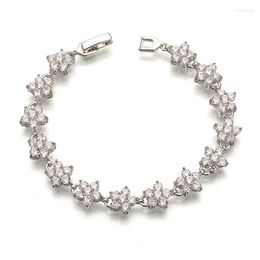 Link Bracelets Factory Outlet Zircon Inlaid Plum Bracelet Platinum Plated Luxury Jewellery For Women