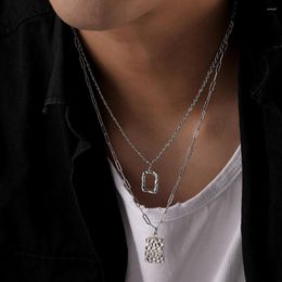 Pendant Necklaces Punk Street Style Stainless Steel Multi-layered Necklace For Women Men Fashion Minimalist Irregular Square Party Jewelry