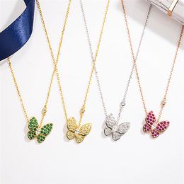 European and American four-leaf clover butterfly necklace female s925 sterling silver diamond pendant fashion fresh clavicle chain2994