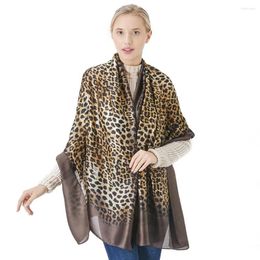 Scarves Spring Silk Scarf Women's Luxury Designer Leopard Shawl Wraps Summer Beach Cover-up Foulard Femme Long Bandana Bufanda Mujer