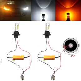 1156 BA15S BAU15S PY21W T20 Dual Colour White Amber Yellow Switchback LED Turn Signal Light Error Canbus with Resistor DRL1693