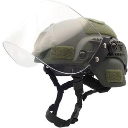 Lightweight quick protection helmet Mich 2000 with anti riot sunshade sliding goggles and side rail NVG bracket 237H
