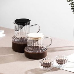 Tools 500/800ml Pour Over Coffee Server Vertical Stripes Glass Coffee Pot Heat Resistant Drip Coffee Share Pot Barista Kettle Teapot