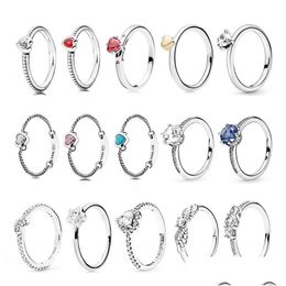 Couple Rings 925 Sterling Sier Pandora Ring Shining Crown Style Angel Wings Of The Wing Temperament Jewellery Drop Delivery Dh4Ii