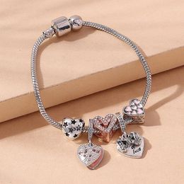 Charm Bracelets -selling All-match Temperament Style Peach Heart Bracelet Diy Love For Women Jewelry