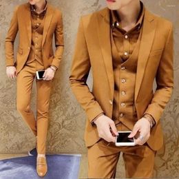 Men's Suits Italian Style Slim Fit Wedding For Men 3 Piece Set Peaked Lapel Blazer Groom Tuxedo (Jacket Vest Pants) 2023