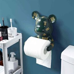 Funny Bear Tissue Holder Wall Resin Bear Statue Figurine Wall Dcor Paper Holder for Toilet Towel Tissue Holder Bathroom Kichen H11281k