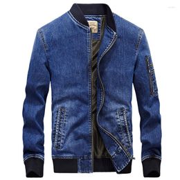 Men's Jackets Spring Autumn Baseball Denim Jacket Men Large Casual Back Embroidered Lettering Design