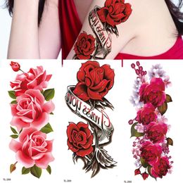 3Pcs Waterproof Temporary Tattoo Sticker Flower Rose Flash Butterfly Lace Lady Body Art Arm Fashion Fake Sleeve Women Tattoos
