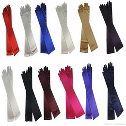 In Stock Colourful above elbow length Bridal Gloves Full Finger Opera Length Satin Long Wedding Gloves311y