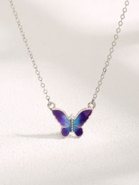 2023 New French Butterfly Necklace S925 Sterling Silver Fashion Style Light Luxury Advanced Design Sense Necklace Female