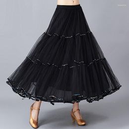 Stage Wear Adult Ballroom Dancing Skirt Black Flamenco Skirts Dance Suit Women Waltz Costumes Watz D0802
