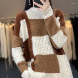 Women's Sweaters Cashmere Sweater Woman's Autumn Winter Thick Casual Female Pullover Long Sleeve Half Turtleneck Wool Knitted Tops