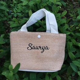 Shopping Bags Custom Name Straw Bag Ladies Holiday Travel Woven Tote Embroidery Your Wedding Party Bridesmaid Gifts