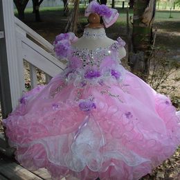 2019 Gorgeous Ball Gown Girls Pageant Dresses Beaded Toddler Back Organza Ruffles Cup Cake Flower Girls Dress For Weddings243x