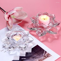 Candle Holders European Romantic Creative Crystal Lotus Holder Wedding Party Household Glass Decoration Ornament Lamp