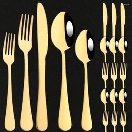 Dinnerware Sets 20Pcs/Set Gold Cutlery Set Flatware Stainless Steel Kitchen Silverware Dinner Knife Dessert Spoon Fork Tableware