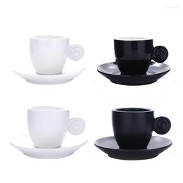 Cups Saucers 90cc Black Coffee Cup And Saucer Set For Tea Party Professional Ceramics Drinkware Italian ESPRESSO S Mug Drop