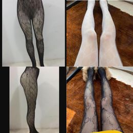 Sexy Long Stockings Tights Women Black White Thin Lace Mesh Tights Soft Breathable Hollow Letter Tight Panty Hose High Quality239F