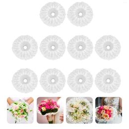 Decorative Flowers Material Bouquet Holder Collar Flower Decor Bridal Lace Wedding Floral Holding Supply White Trim