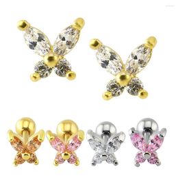 Stud Earrings 1 Pair Stainless Yellow Baby Clear Butterfly Zircon CZ Anti-Allergic Jewelry For Children Girls Kids