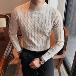 Men's Sweaters Winter Mens Casual Turtleneck Pullover Long Sleeve Striped Sweater Korean Style Fashion Warm Knitted S-3XL