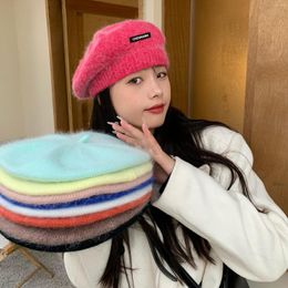 Berets Winter Fur For Women Fashion French Artist Cap Korean Painter Hat Girls Female Warm Elegant Walking