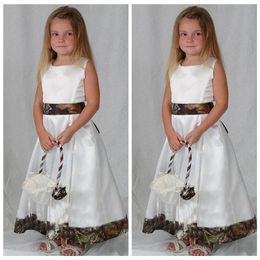 White With Camo Flower Girls Dresses For Country Wedding Cap Sleeve Jewel Little Girls Party Dress For Special Occasion Dress Gown269y