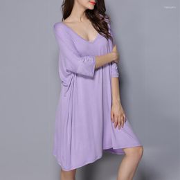 Women's Sleepwear Women Oversize Sleepshirts Spring Summer Half Sleeves Modal T-shirt Dress European Size Nightgown Night