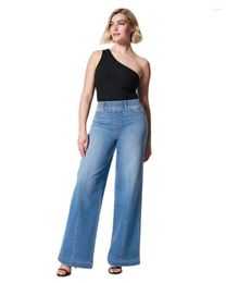 Women's Jeans 2023 Elastic Waist For Women Fashion High Stretch Denim Wide Leg Pants Casual Female Trousers S-2XL Drop