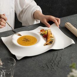 Personality Modern Restaurant White Irregular Dinnerware Nordic Dinner Plates Luxury Large Porcelain Dishes