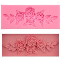 Baking Moulds Craft Flower Rose & Leaf Silicone Fondant Cake Mould Cupcake Jelly Candy Chocolate Moulds Soap Tools