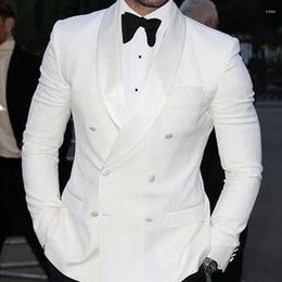 Men's Suits Double Breasted White Wedding Tuxedo 2 Piece Slim Fit Men With Black Pants 2023 Prom Male Fashion Groom Costume Jacket