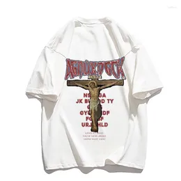 Men's T Shirts Cross Graphic Cotton Jesus Oversized Shirt Casual Mens Fashion Short Sleeves Punk Tops Unisex Summer Tees