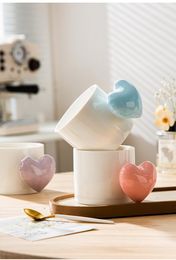 Cups Saucers 330ml Love Shape Ceramic Mugs 1pcs Creative Breakfast Cup 3D Heart Form Coffee Afternoon Teacup Girl Gifts For Baby