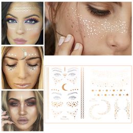 1pc Golden Face Temporary Tattoo Waterproof Blocked Freckle Stickers Eye Makeup Decal Bronzing Music Festival Wholesale 2023 New