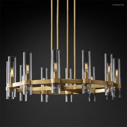 Chandeliers Nordic Modern Glass Barrel Ring Lights Living Room Luxurious Gold Dining Hanging Lamps Designer Deco Fixtures