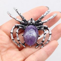 Brooches Natural Stone Spider Shape High-quality Alloy Pin Brooch For Girl's Favourite Party Dress Coat Accessories Jewellery