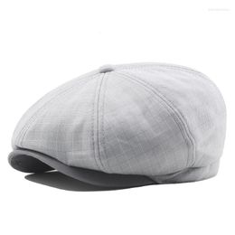 Berets LDSLYJR Four Seasons Cotton Solid Sboy Caps Flat Peaked Cap Men And Women Painter Beret Hats 124