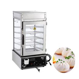 Qihang top stainless steel commercial 5 layers electric frozen steamed bun steamer glass food warmer display showcase259l