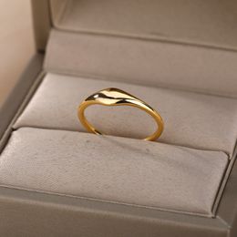 Geometric Irregular Rings For Women Minimalist Stainless Steel Gold Colour Ring Vintage Wedding Couple Jewellery Gift Bijoux femme