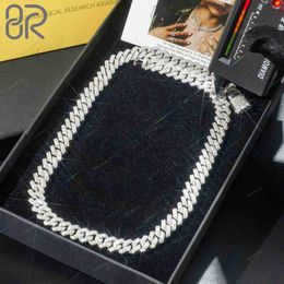Selling 14mm Vvs Moissanite Cuban Chain Pass Diamond Test Round Brilliant Cut 925 Silver Hip Hop Fine Necklace Jewellery