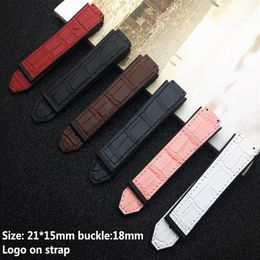 New Colourful Leather silicone Watchband for strap women and watch accessories 15 21mm belt 18mm buckle logo on273D