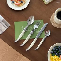 Dinnerware Sets Stainless Steel Tableware Set With White Plastic Handle Multifunctional Steak Fork Knife Kitchen Western Tools