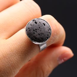 Natural Volcanic Lava Ring Popular Couple Round Oval Shape Rings for Women Men Jewelry Volcanic Rock Finger Rings Accessories
