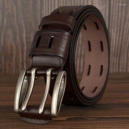 Belts Men's High Quality Genuine Leather For Men Brand Strap Male Double Pin Buckle Fancy Vintage Jeans Cowboy Cintos