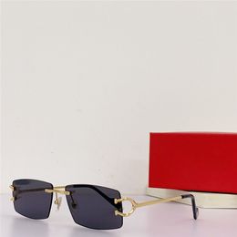 New fashion design square sunglasses 0387S rimless frame metal temples simple and popular style outdoor UV400 protection eyewear