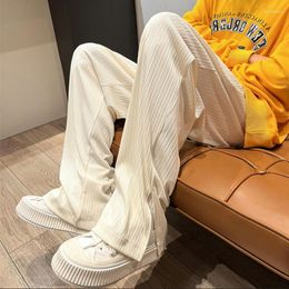 Men's Pants Early Autumn Foot Slit Straight Tube Youth Simple Loose Striped Casual Men And Women Large Daily Mopping