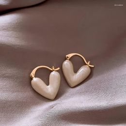 Stud Earrings 2023 Korean Light Luxury White Pink Blue Oil Dropping Love For Women Fashion Elegant Metal Jewelry Gifts